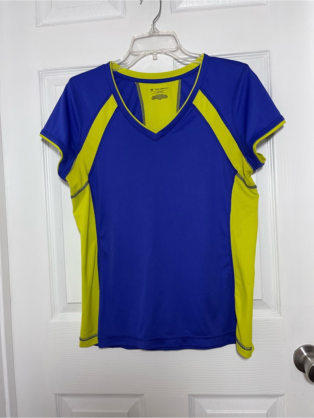 tek gear Blue & Neon Yellow V-Neck Athletic Jersey